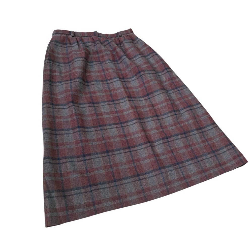 Vintage Plaid Women's Skirt in Gray, Blue and Purple, Size 12